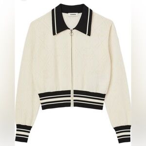 Sandro Women POLO Collar Slim Zip Cardigan Sweater